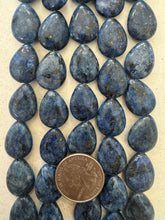 color enhanced black labradorite: blueberry blue, 20x15x7mm teardrop, 15" strand,   SOLD PER STRAND