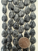 black labradorite,  17x13x6mm teardrop, 15" strand,   SOLD PER STRAND