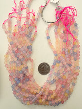 color enhanced quartz: pastel pink blue yellow, 6mm round, 15" strand, sold per strand