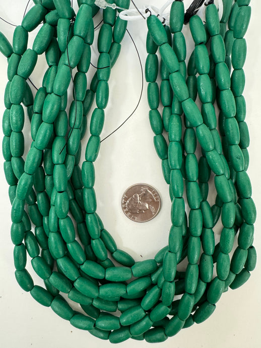 painted green blue wood,  14x7mm tube, 15