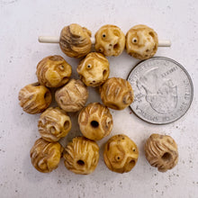 off white, hand carved dragon head motif, vintage stock chinese bone, 12x10mm rondelle,  SOLD PER BEAD