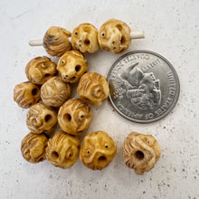 off white, hand carved dragon head motif, vintage stock chinese bone, 12x10mm rondelle,  SOLD PER BEAD