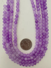 color enhanced quartz: bright purple, 6mm round, 15" strand, sold per strand