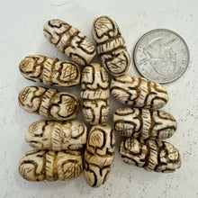 off white, hand carved fruit motif, vintage stock chinese bone, 26x12mm bowed tube,  SOLD PER BEAD
