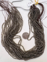 smokey quartz, 3mm faceted round, 15" strand, sold per strand