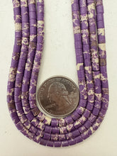 color enhanced impression jasper: pale dark purple, 4mm heishi, 15" strand, sold per strand
