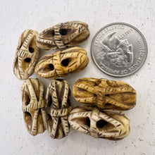 off white, hand carved open woven motif, vintage stock chinese bone, 26x12mm bowed tube,  SOLD PER BEAD