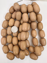 dark pale khaki peach, single color, vintage look resin, 30x20mm barrel tube, 15" strand, sold per strand