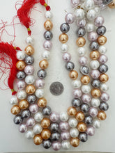 white dark gray rose peach mix, vintage stock coated shell pearls, 16mm round, 16" strand, SOLD PER STRAND
