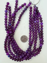 color enhanced quartz: dark electric purple hint of blue, 8mm round, 15" strand, sold per strand