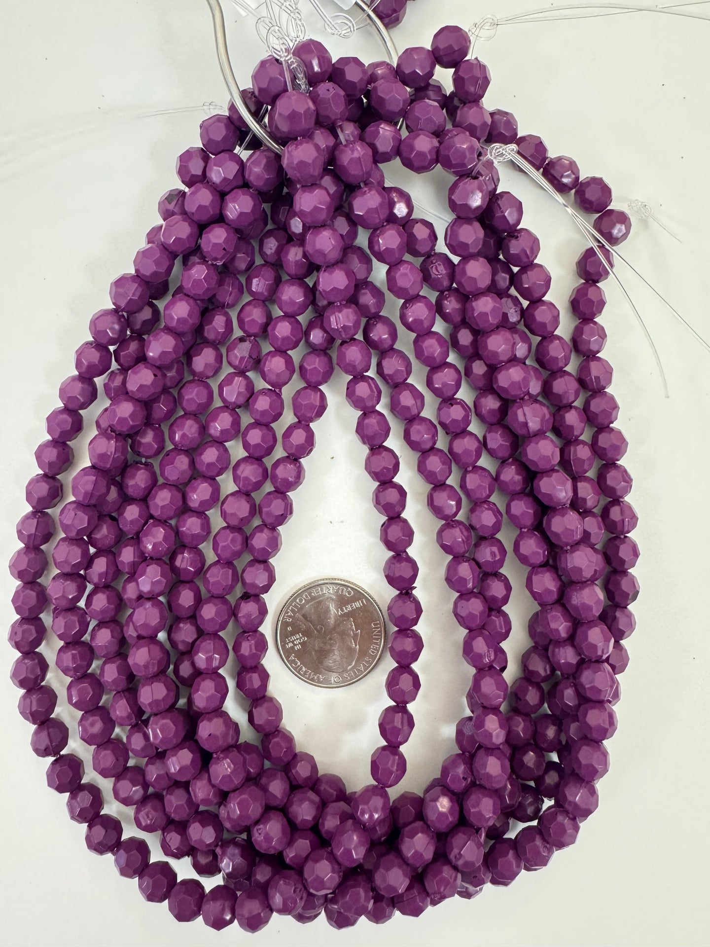 grape purple, vintage look acrylic, 7mm faceted round, 15