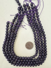 color enhanced serpentine: dark royal purple, 8mm faceted round, 15" strand, sold per strand