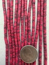 color enhanced howlite: pale dark coral red , 4x3mm heishi rondelle, 15" strand, SOLD PER STRAND