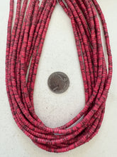 color enhanced howlite: pale dark coral red , 4x3mm heishi rondelle, 15" strand, SOLD PER STRAND