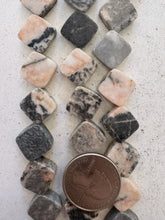 pink zebra jasper, semi dull finish, 16x16x5mm diamond, 15" strand, SOLD PER STRAND