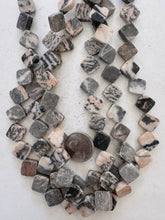 pink zebra jasper, semi dull finish, 16x16x5mm diamond, 15" strand, SOLD PER STRAND