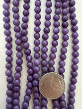 color enhanced quartz: darke pale purple,  6mm round, 15" strand, SOLD PER STRAND