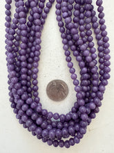 color enhanced quartz: darke pale purple,  6mm round, 15" strand, SOLD PER STRAND