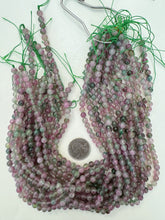 color enhanced quartz: pink purple dark green, 6mm round, 15" strand, sold per strand