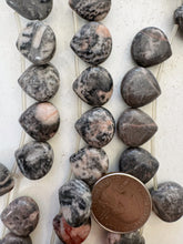 pink zebra jasper, semi dull finish, 16x16x6mm teardrop pendant, 15" strand, SOLD PER STRAND (batch 2)