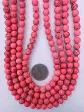 color enhanced magnesite: hot pink, 8mm round, 15" strand, sold per strand