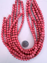 color enhanced magnesite: hot pink, 8mm round, 15" strand, sold per strand