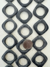 blackstone, semi dull finish, 39x39x6mm open diamond, 15" strand, 10pc strand, SOLD PER STRAND