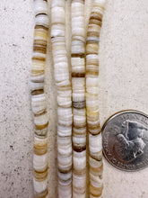 white pale golden natural shell, 5mm heishi rondelle, 15" strand, SOLD PER STRAND