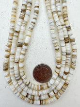 white pale golden natural shell, 5mm heishi rondelle, 15" strand, SOLD PER STRAND