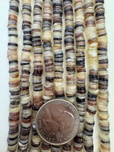 white black brown purple golden natural shell, 5mm heishi rondelle, 15" strand, SOLD PER STRAND