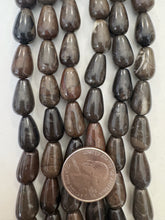 black antique jasper,  17x10mm teardrop, 15" strand,   SOLD PER STRAND