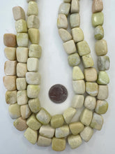 lemon chrysoprase,  17x14mm tumbled nugget mix, 15" strand,   SOLD PER STRAND