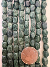 mint jasper,  semi dull finish, 11x7x7mm 4 sided corner cut rectangle tube, 15" strand,   SOLD PER STRAND