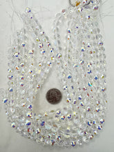 clear AB coating glass, 10mm fancy cut faceted round, 15" strand, sold per strand