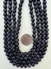 blue goldstone, 8mm faceted round, 14" strand, SOLD PER STRAND