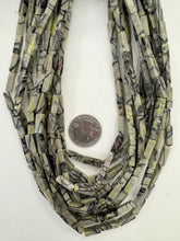 green black zebra jasper, 13x4x4mm four sided tube, 15" strand,  SOLD PER STRAND