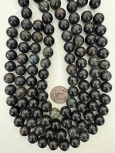 black emerald, semi dull finish, 14mm round, 15" strand,  SOLD PER STRAND