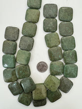 mint jasper, semi dull finish, 29x29x7mm square, 15" strand,  SOLD PER STRAND