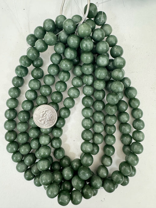 pearly pale forest green, vintage look resin, 12x11mm irregular round, 15