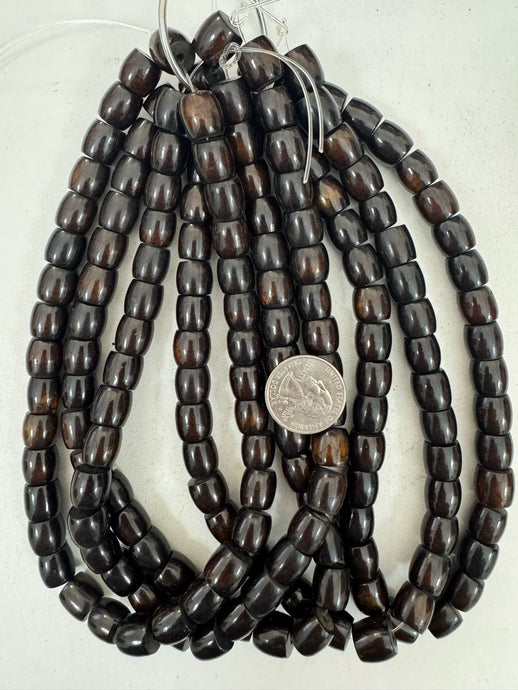 brown and golden, faux bone motif, vintage look resin, 12x11mm barrel, 15
