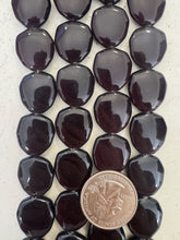 color enhanced quartz: very dark red, 18x177mm oval nugget, 15" strand,   SOLD PER STRAND