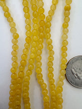 yellow jade, 4mm round, 15" strand, SOLD PER STRAND