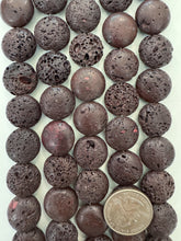 brown lava rock, 18x18x9mm coin, 15" strand, SOLD PER STRAND