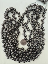 dark brown gunmetal coated, glass, 9mm fancy cut faceted side drilled round, 32" strand, sold per strand