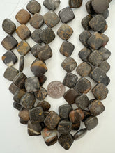 brown golden jasper, semi dull finish, 18x18x6mm irregular diamond mix, 15" strand, SOLD PER STRAND