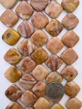 peach jasper, 23x23x7mm diamond, 15" strand, SOLD PER STRAND (batch 1)