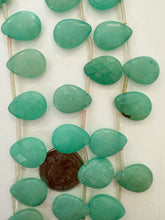 color enhaced quartz: sea foam green, dull finish, 20x13x5mm smooth and faceted teardrop pendant, 15" strand,  SOLD PER STRAND