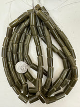dark olive green, single color, vintage look resin, 19x11mm tube, 15" strand, sold per strand