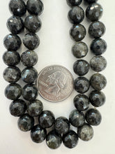 black labradorite, 10mm faceted round, 15" strand,  SOLD PER STRAND