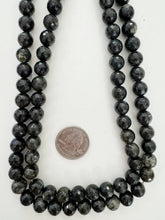 black labradorite, 10mm faceted round, 15" strand,  SOLD PER STRAND